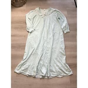 Vintage Carole Womens Flannel Nightgown Long Sleeve Floral Collared Size L